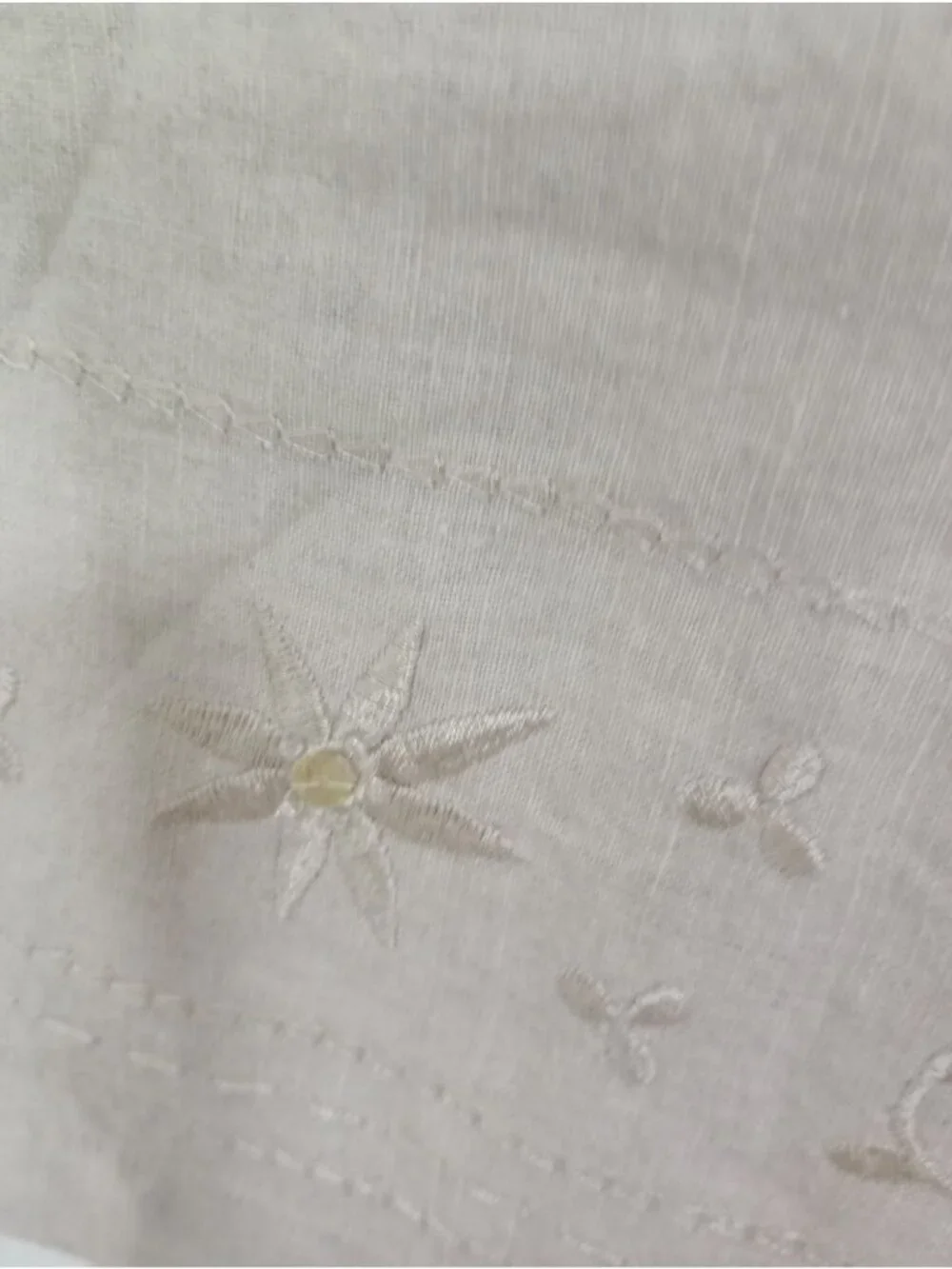 Style & Co Women’s 20W Beige 100% Linen Capri Pants Embroidered Hem